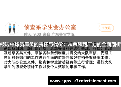 被选中球员肩负的责任与代价：从荣耀到压力的全面剖析
